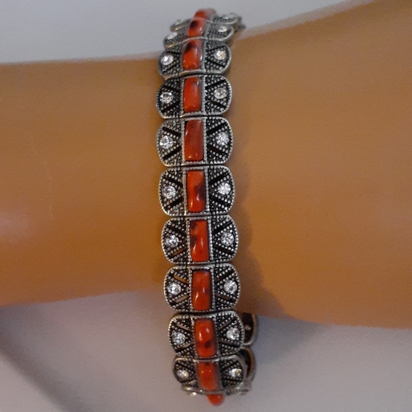 VTG 💖 Fashion Jewelry Coral Color Bracelet - Picture 2 of 7